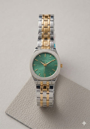 Gucci Two-Tone Emerald Green Dial Watch