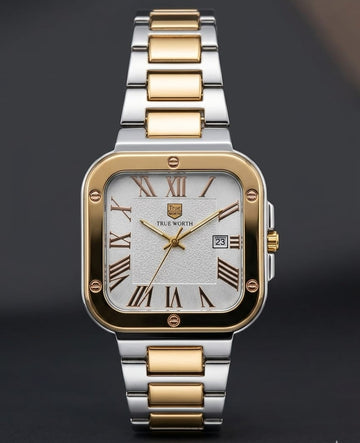 TRUE NORTH Two-Tone Rose Gold Square Watch