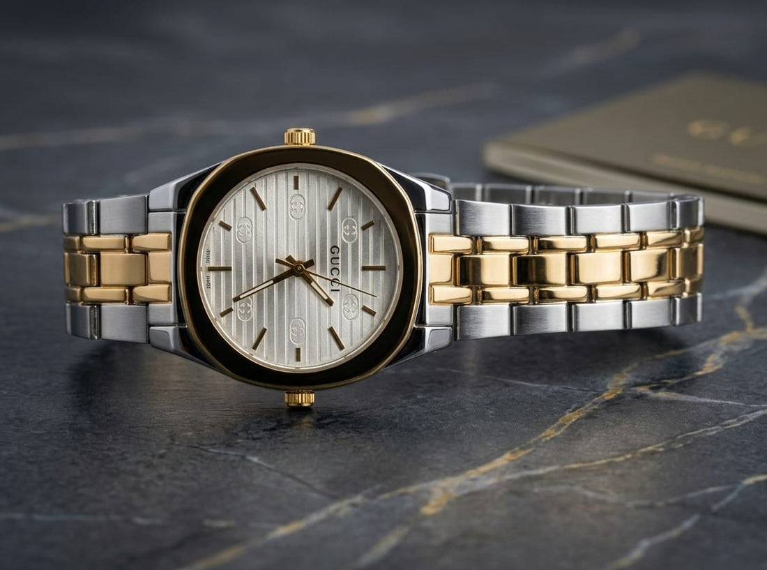 Gucci Two-Tone Emerald Green Dial Watch